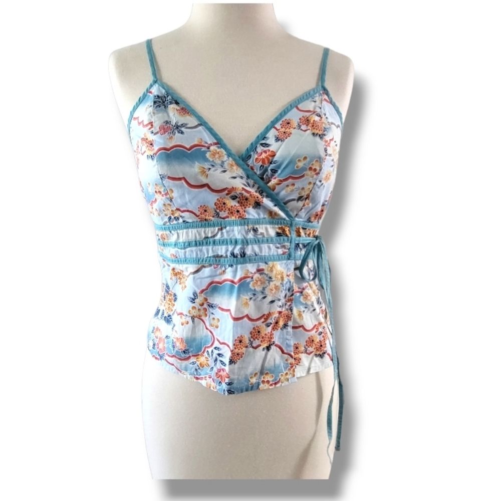 Vintage 90s Y2K Roxy Spaghetti Strap Floral Top Size Small